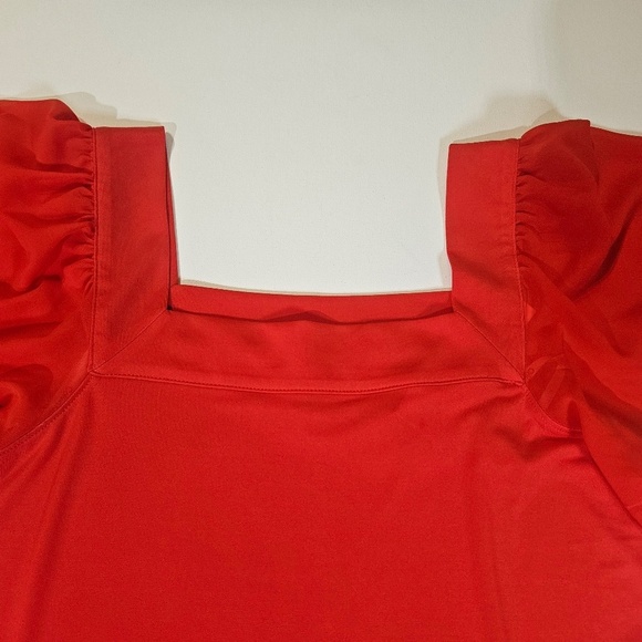 Calvin Klein Shirt Womens Medium Dark Pink MODH7075 Puff Sleeve Square Neck NEW - Picture 6 of 8